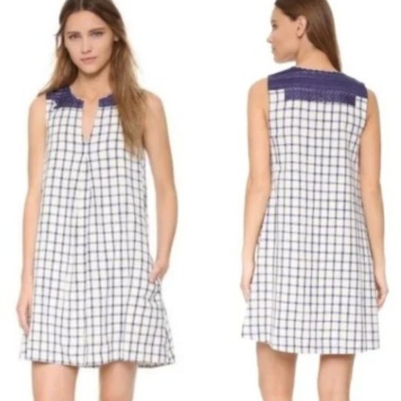 Madewell Embroidered Sunray Linen Blend Shirtdress A-Line Dress Check Size XS - Picture 1 of 13
